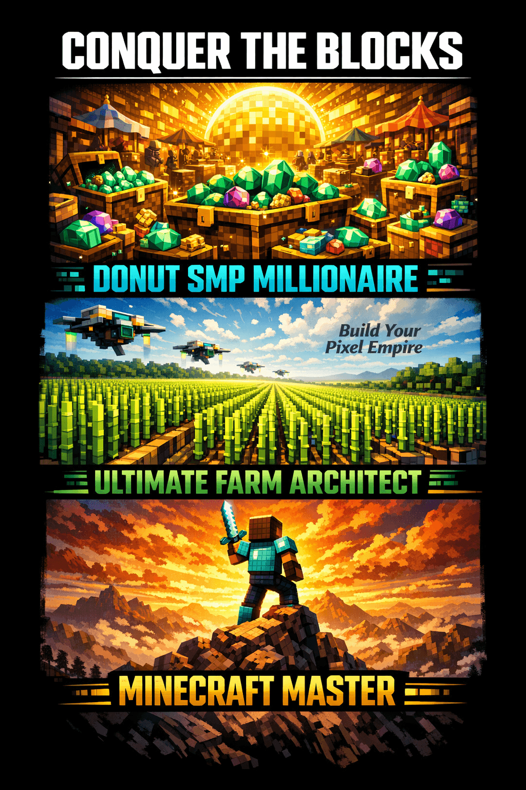 Conquer the Blocks Minecraft gaming vision board