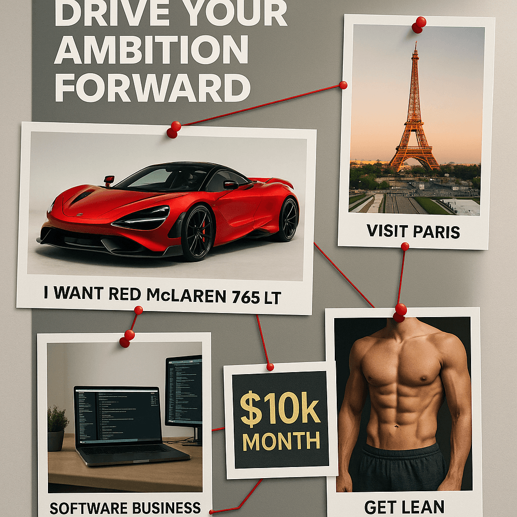 Vision board with McLaren and software business